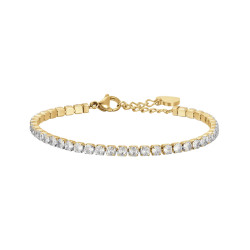 Bracciale tennis da donna in acciaio dorato con cristalli bianchi