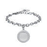 Bracciale da donna in acciaio con ciondolo personalizzabile e cristalli bianchi