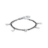 Bracciale da donna in acciaio multifilo con stelle, elementi neri e cristallo bianco
