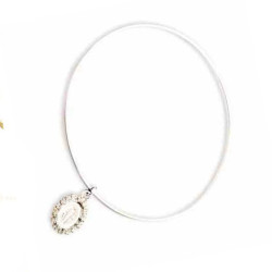 Bracciale in acciaio con ciondolo madonna