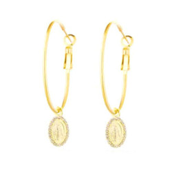 Coppia orecchini in acciaio dorato con Madonnina