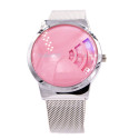 Orologio al quarzo in acciaio con quadrante rosa