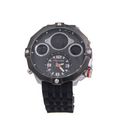 Orologio al quarzo in silicone nero con quadrante nero