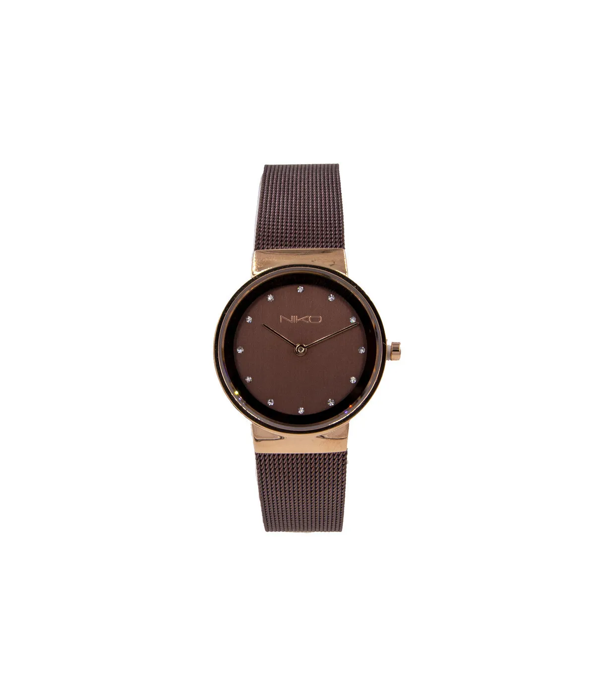 Orologio al quarzo in acciaio marrone con quadrante marrone