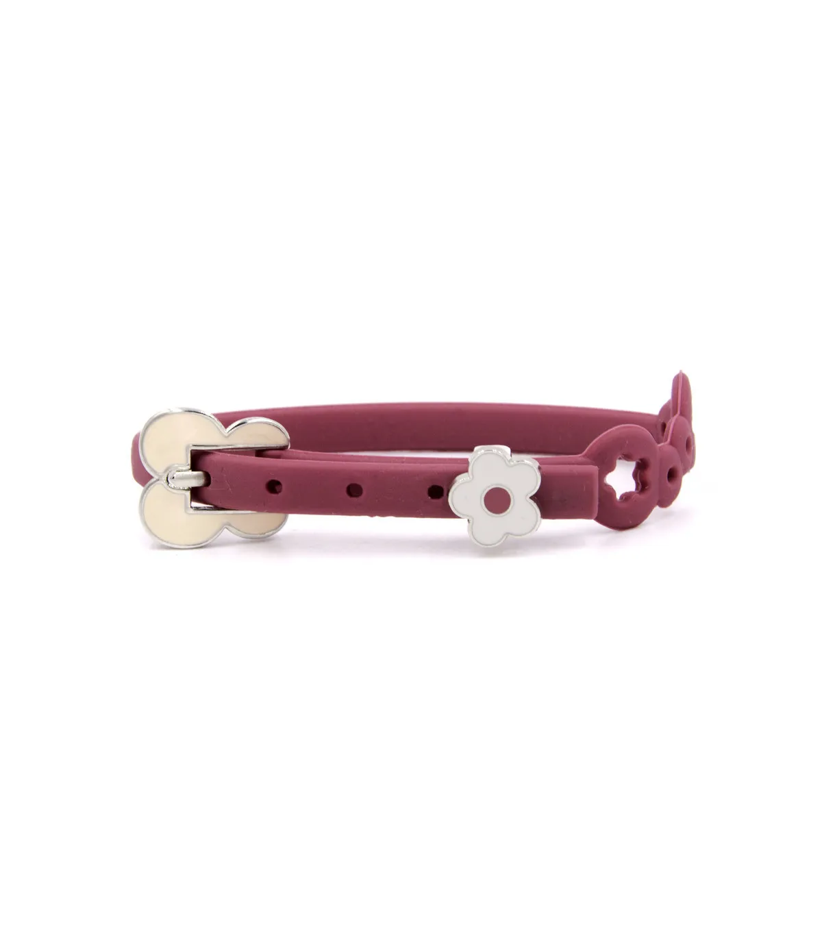 Bracciale in silicone fucsia con farfalla e charm fiore