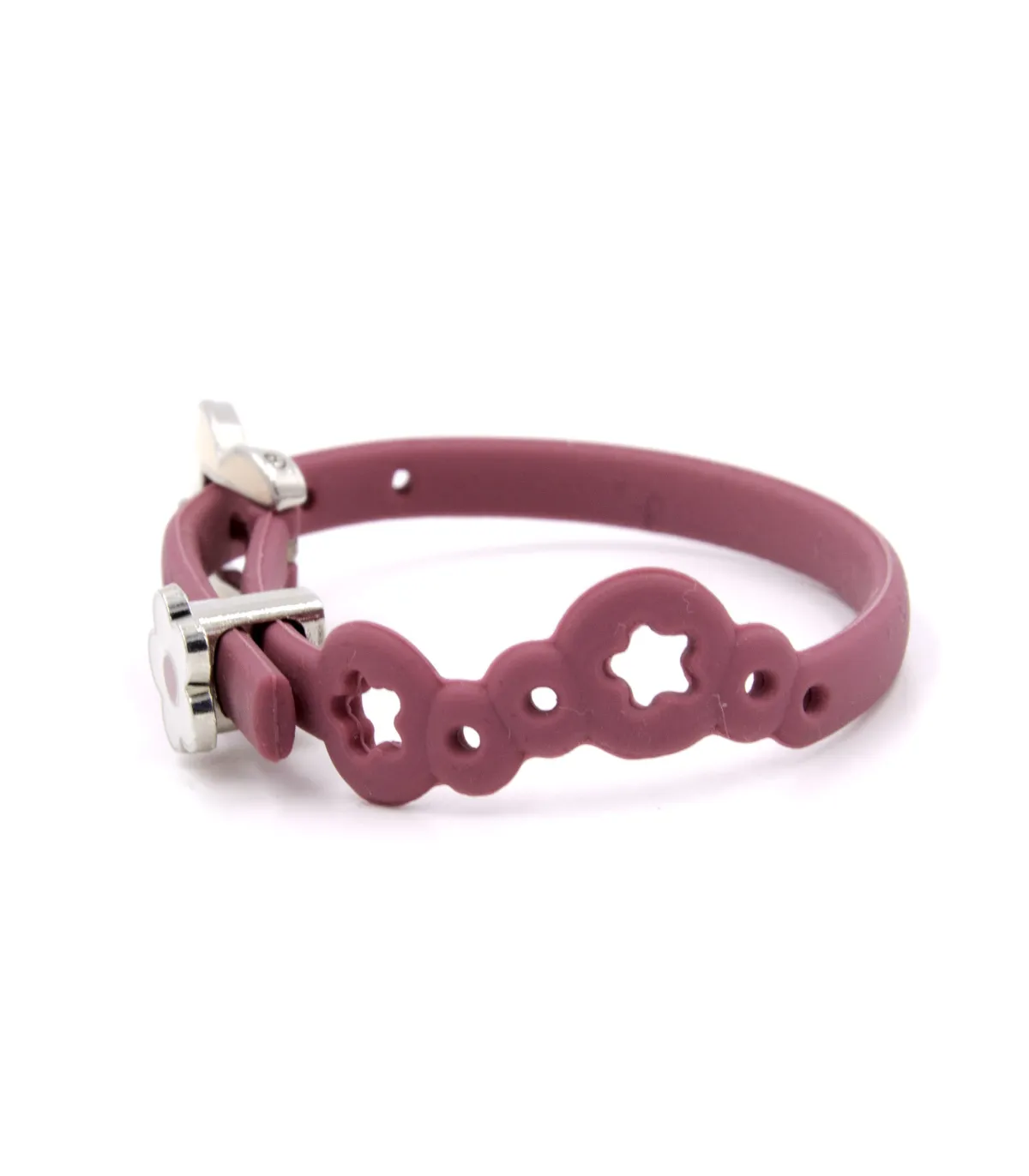 Bracciale in silicone fucsia con farfalla e charm fiore