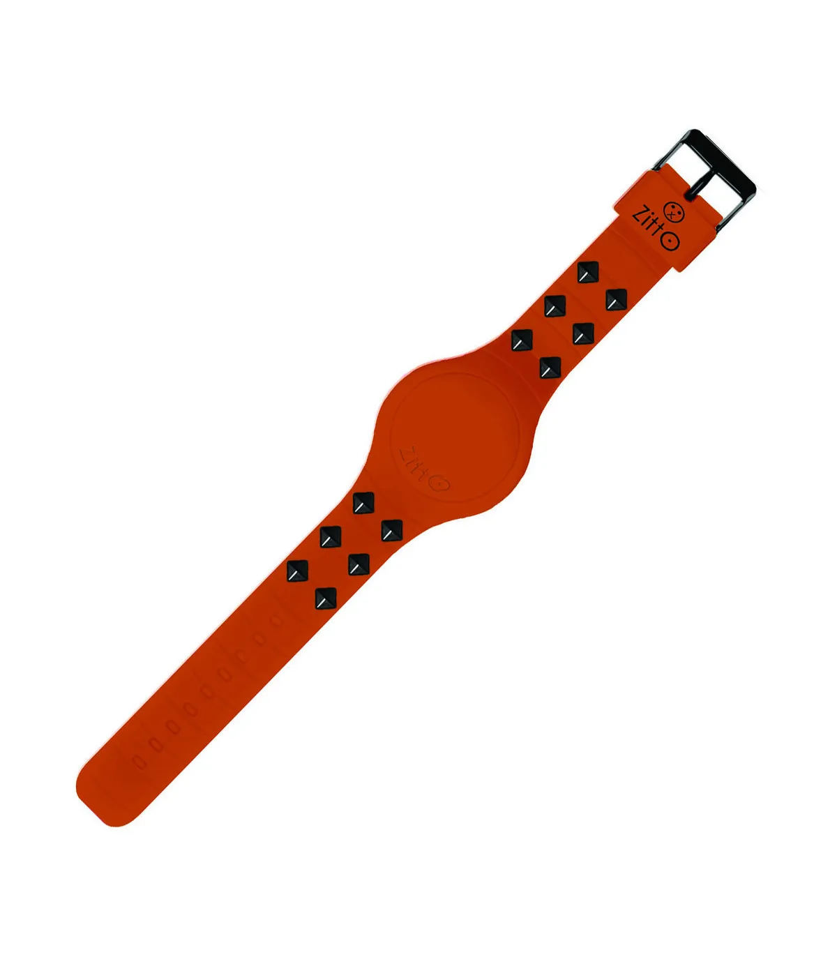 Orologio al quarzo in silicone arancione con borchie collezione REBEL