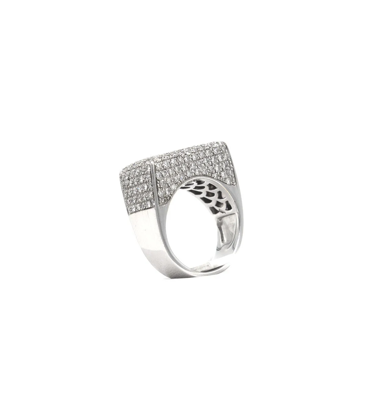 Anello pavè in oro bianco con brillanti carati totali 2,23