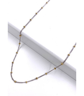Collana in oro bianco con sfere in oro giallo