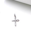 Ciondolo Croce in oro bianco con brillante da 0,02 carati