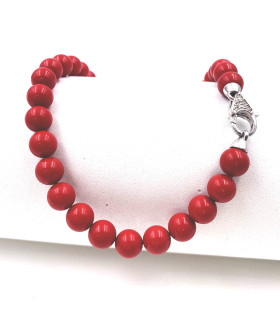 Collana in pasta di corallo con susta in argento