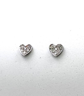 Orecchini in oro bianco a cuore con brillanti carati totali 0,18