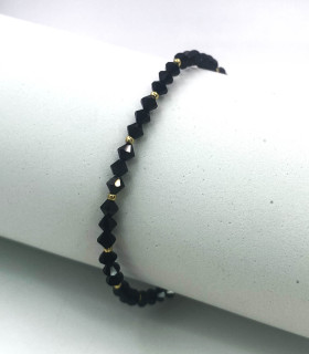 Bracciale in oro giallo con cristalli neri