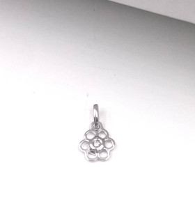 Ciondolo a fiore in oro bianco con brillante da 0,02 carati