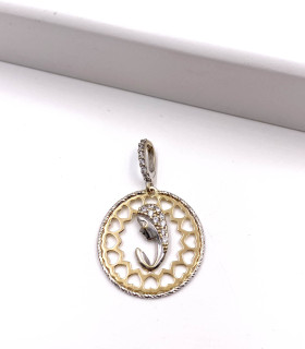 Ciondolo in oro giallo con Madonnina in oro bianco