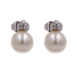 Orecchini in oro bianco con perla e brillanti da 0,06 ct totali