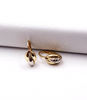 Orecchini pendenti in oro giallo e bianco