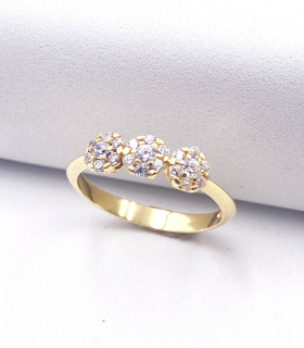 Anello trilogy fantasy in oro giallo con zirconi