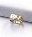 Anello da uomo in oro giallo e oro bianco con zircone