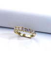 Anello veretta in oro giallo con zirconi