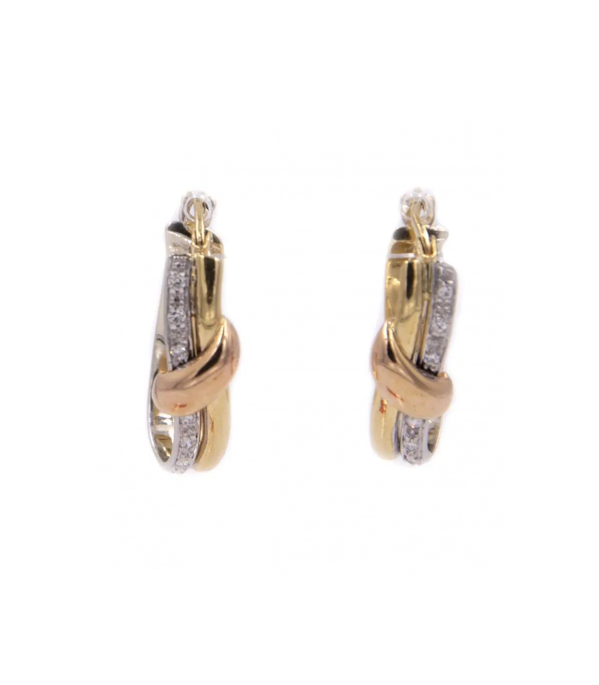 Orecchini in oro bianco e giallo con brillanti da 0,15 carati totali