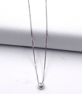 Collana punto luce a cipollina in oro bianco con brillante da 0,05 carati