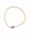 Bracciale elastico di perle con fiocco di neve in oro bianco e brillante da 0,02carati