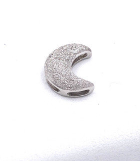 Ciondolo luna in oro bianco satinato