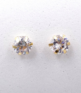 Orecchini punto luce in oro giallo con zirconi