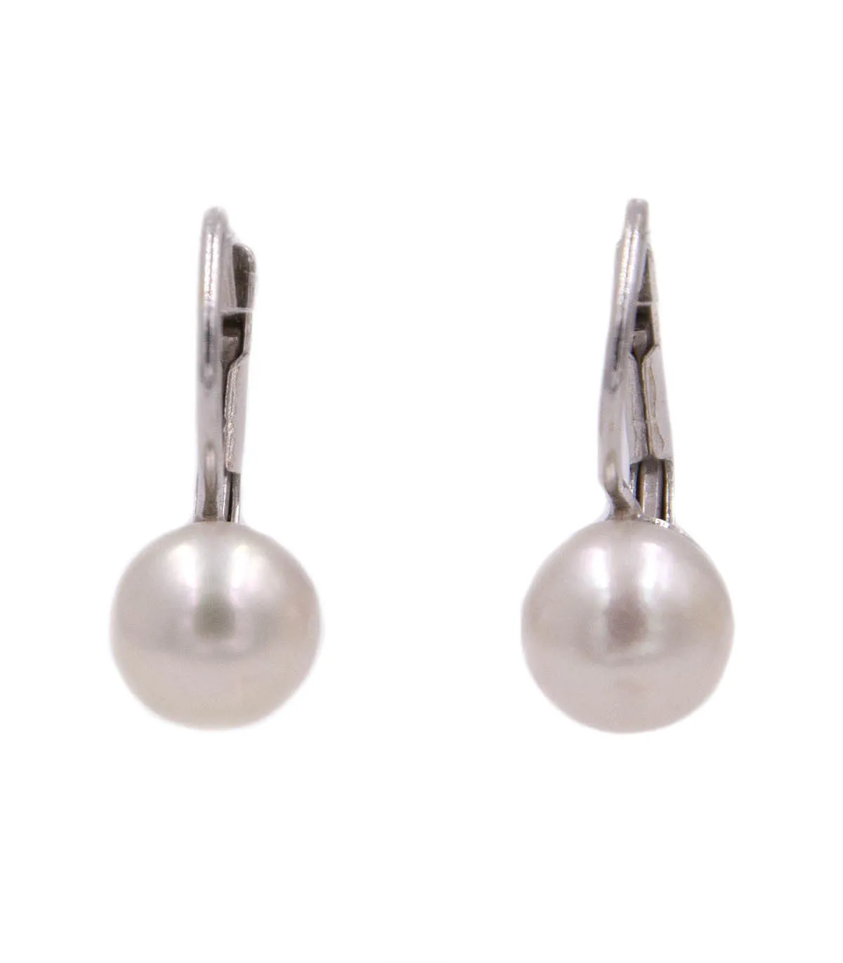 Orecchini a monachina in oro bianco con perla