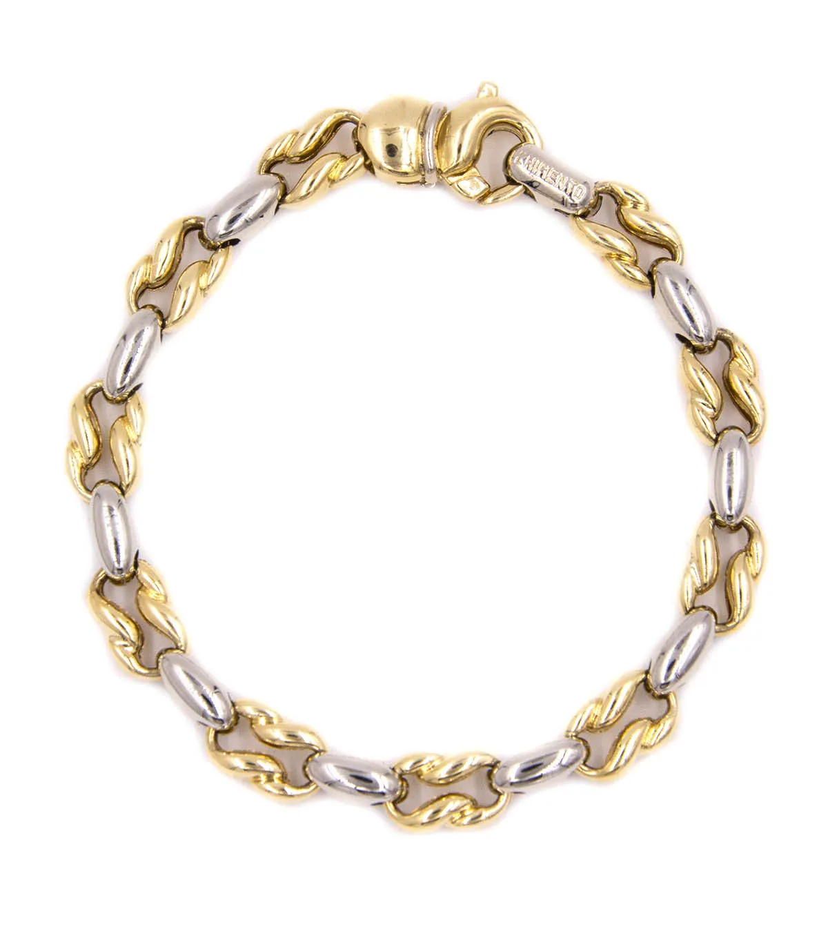 Bracciale in oro giallo e oro bianco