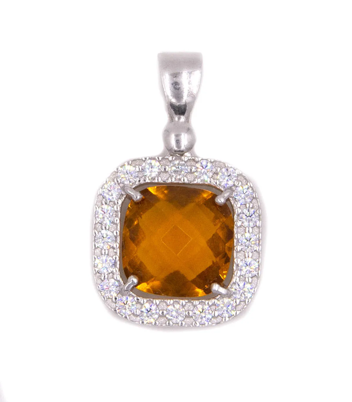 Ciondolo in oro bianco con zirconi e topazio citrino