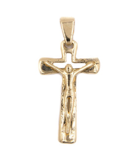 Ciondolo croce in oro giallo con Cristo