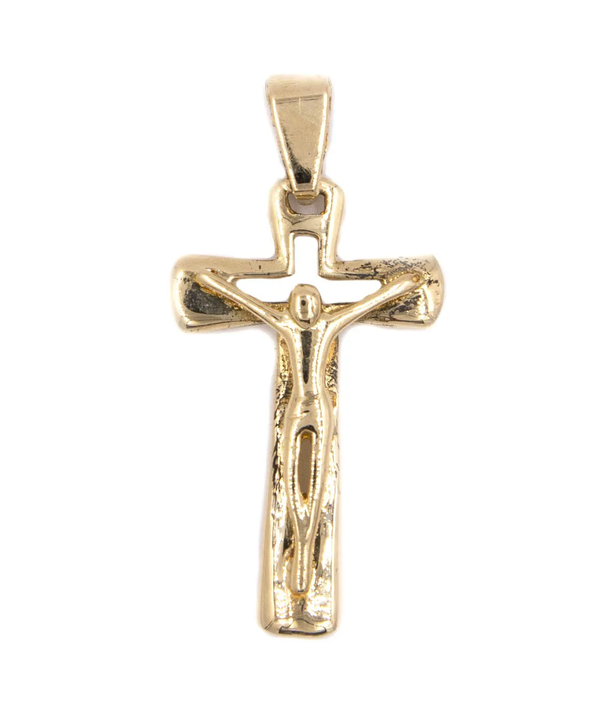 Ciondolo croce in oro giallo con Cristo