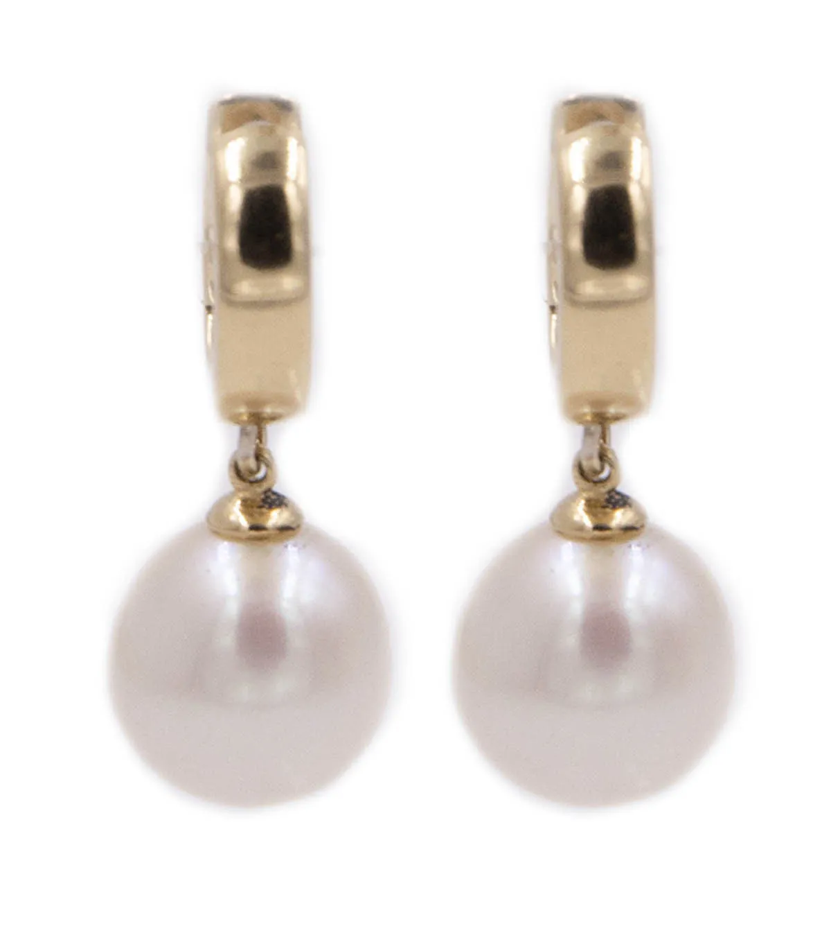 Orecchini in oro giallo a cerchio con perla pendente