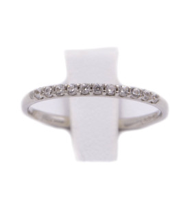 Anello veretta in oro bianco con brillanti carati totali 0,14