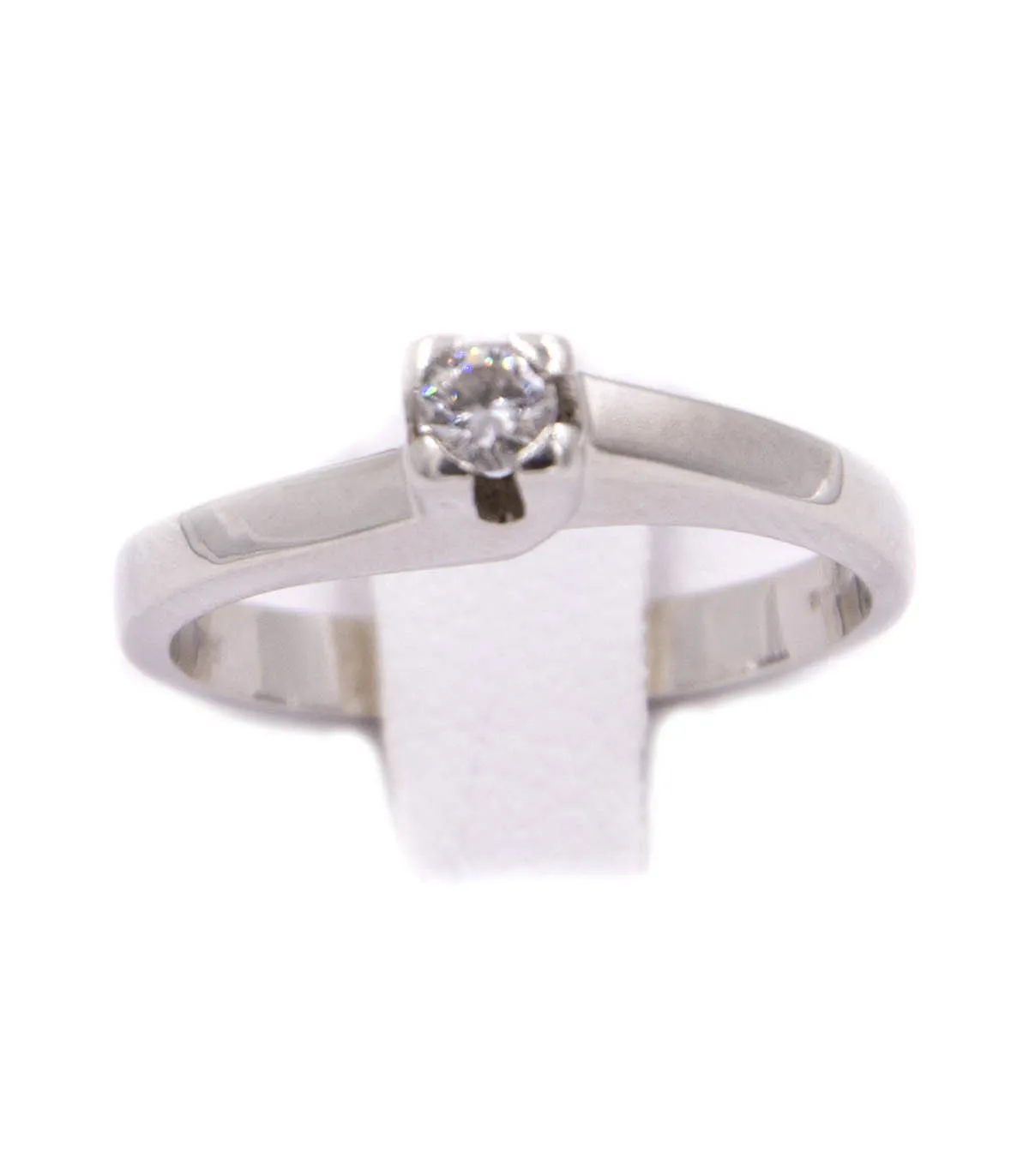 Anello solitario in oro bianco con brillante da 0,12