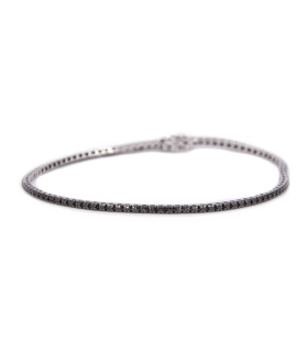 Bracciale tennis in oro bianco con brillanti neri