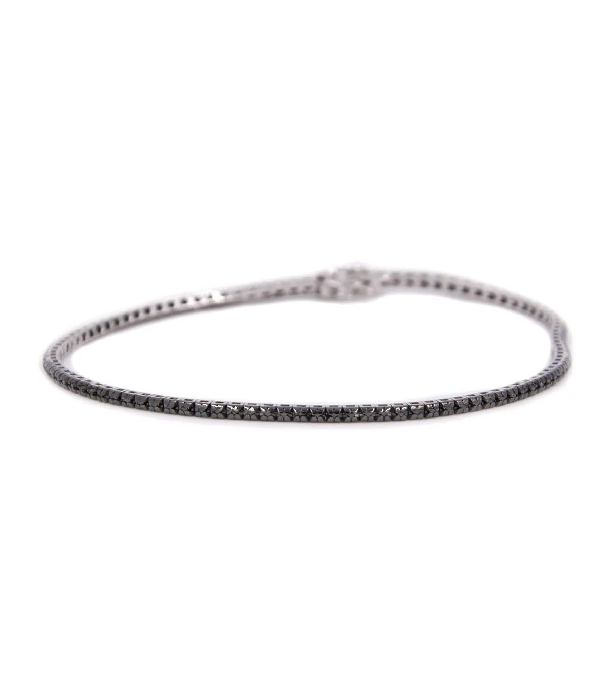 Bracciale tennis in oro bianco con brillanti neri