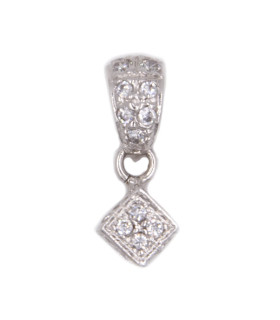 Ciondolo dado in oro bianco con zirconi