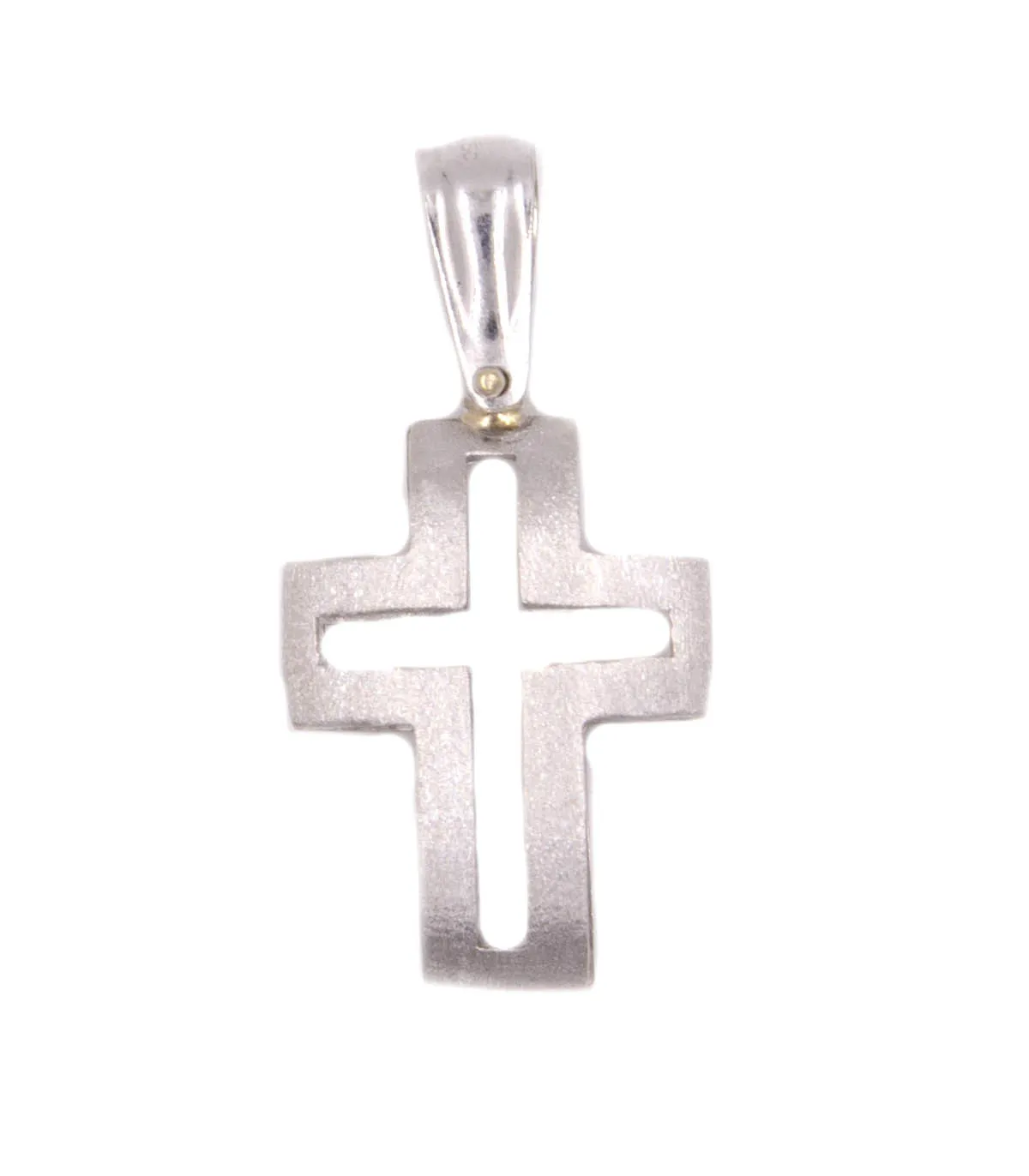 Ciondolo croce in oro bianco satinato