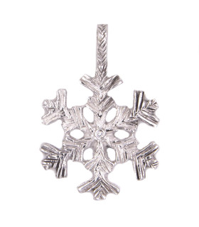 Ciondolo fiocco di neve in oro bianco con brillante da 0,01 carati