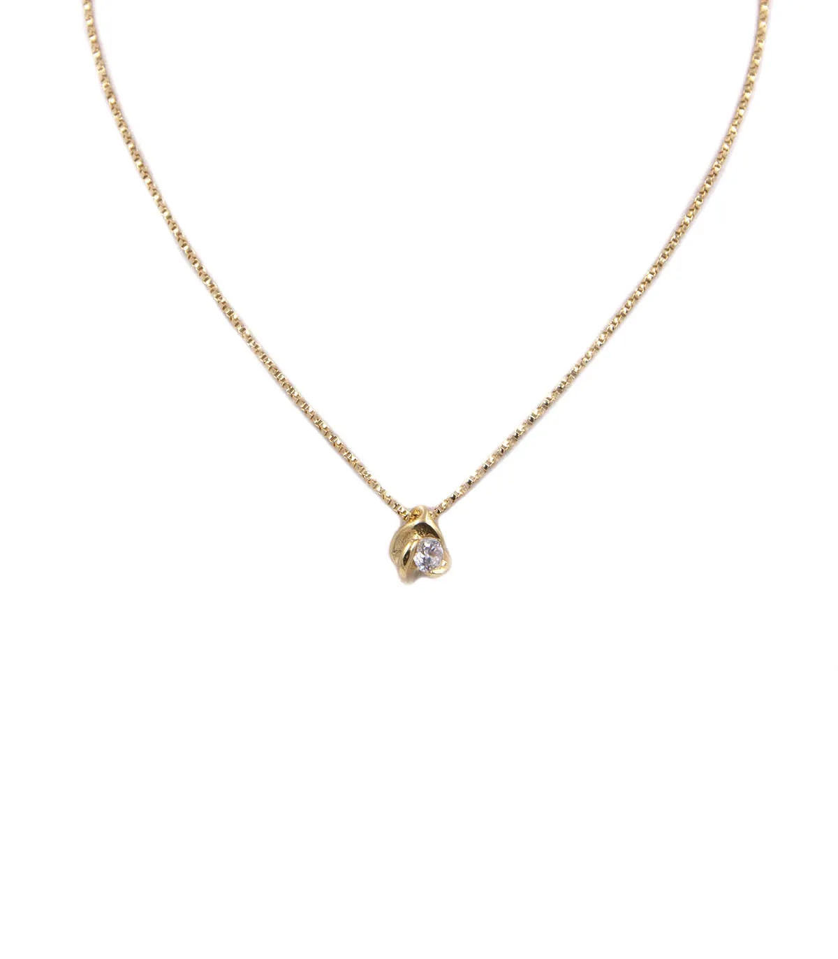 Collana punto luce in oro giallo con zircone