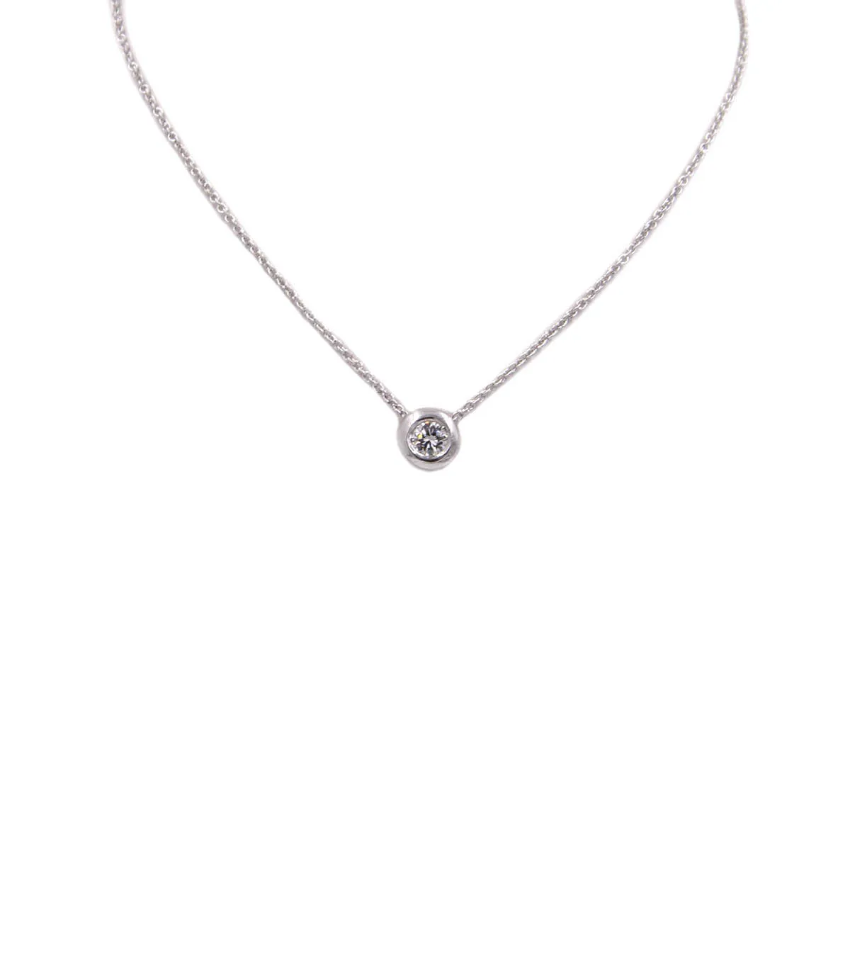 Collana punto luce cipollina in oro bianco con brillante da 0,20 carati