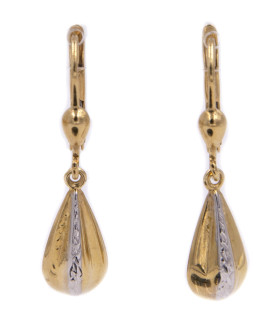 Orecchini pendenti in oro giallo e oro bianco