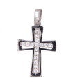 Ciondolo croce in oro bianco con zirconi