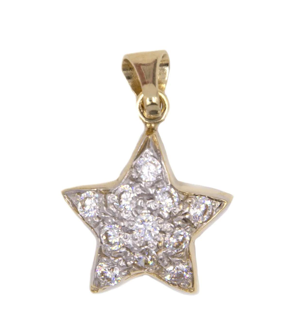 Ciondolo stella in oro giallo con zirconi