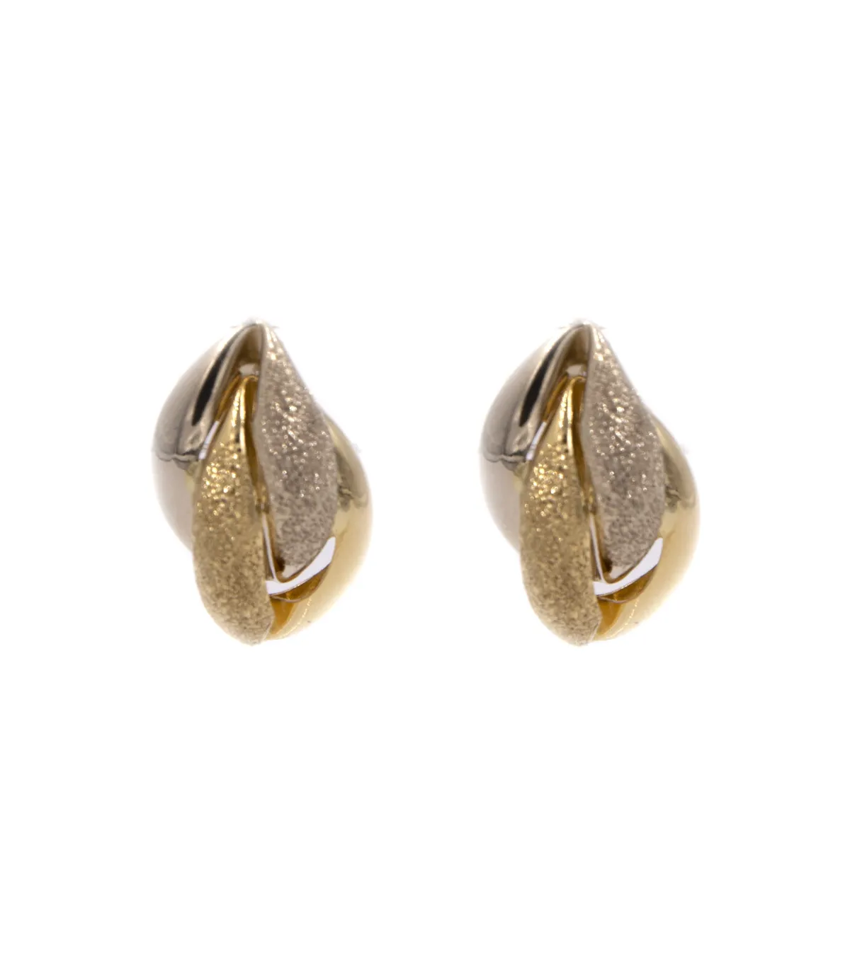 Orecchini in oro giallo e oro bianco satinato