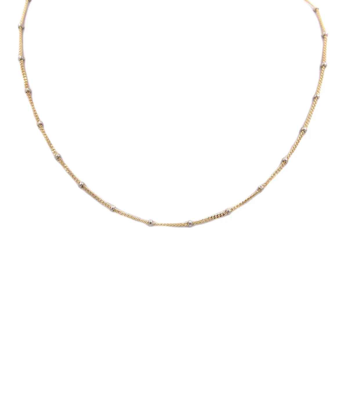 Collana Rosario in oro giallo con grani in oro bianco