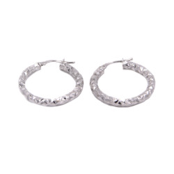 Orecchini a cerchio in oro bianco lavorato